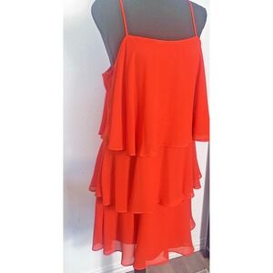 Sam Edelman Tiered Shift Dress Women's M Orange Sleeveless Ruffle NWOT MSRP $98
